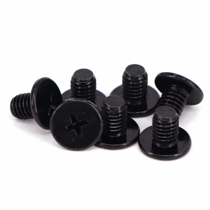 Black zinc plated cross recessed flat machine screw